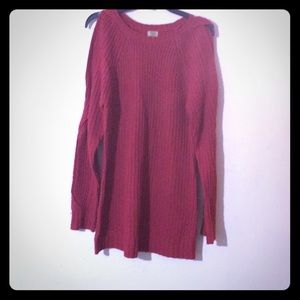 Red true craft sweater medium cold shoulder